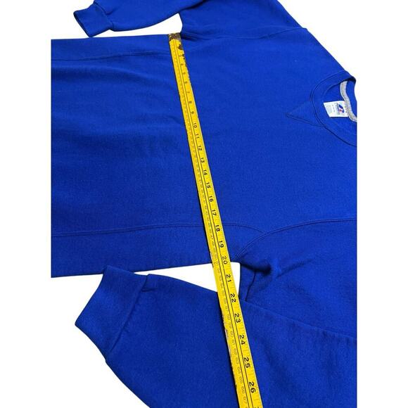 Vintage Russell Athletics Blank Blue Crewneck Sweater - M - Picture 5 of 6